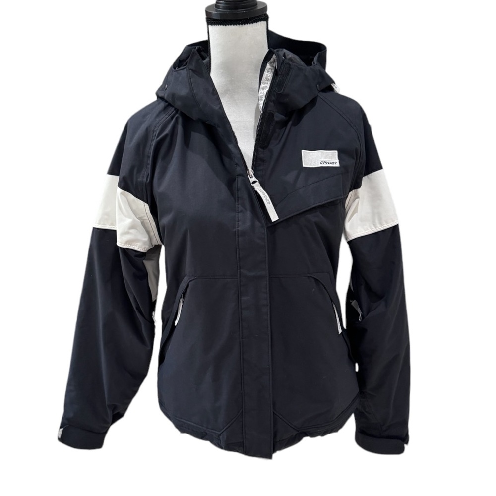Spyder Ski Snowboard Jacket Women's 10 Black Hooded